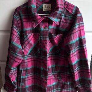 Ashley By 26 International Fuchsia and Turquoise Plaid Utility Jacket